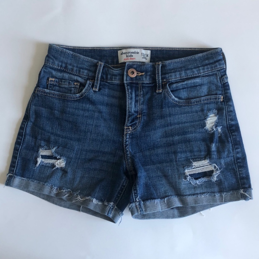 Abercrombie Girls Denim Midi Shorts 13/14
